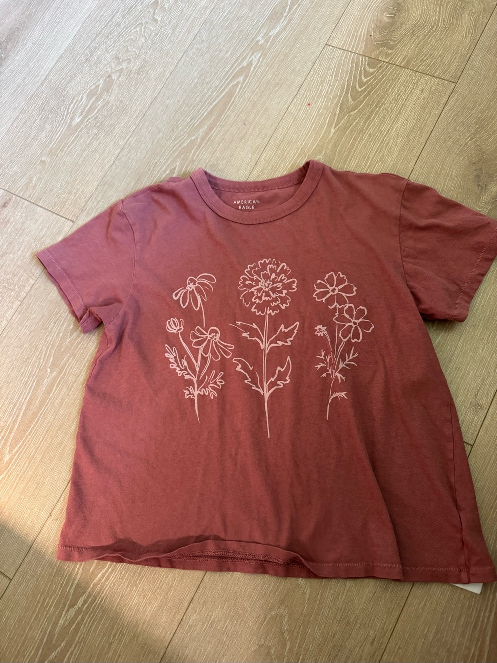 American Eagle Outfitters Dusty Rose Floral Graphic Tee